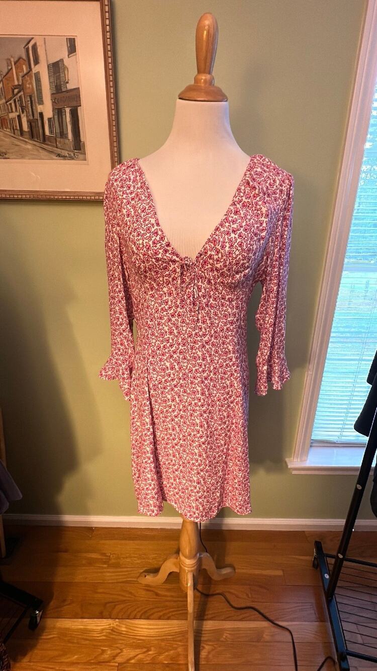 Lyssa Simonette Pink Floral Dress Reformation 12 NWT Cottagecore Boho Twee